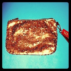 Gold sequin Merona purse/wristlet.
